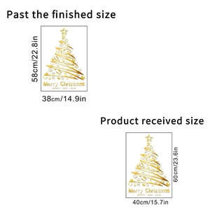Stickers de fenêtre sapin de Noël doré avec texte Merry Christmas en 40x60cm