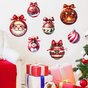 Christmas wall stickers set with Santa and snowman patterns for festive home decor