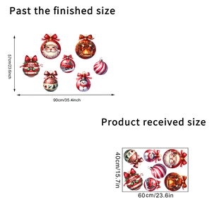 Christmas Santa Claus bauble wall stickers with snowy snowman and red truck ornaments