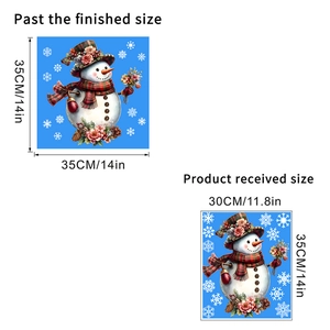 Snowman and floral electrostatic window sticker with 35x35cm dimensions for Christmas décor