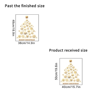 Golden Christmas snowflake tree static window sticker set with Merry Christmas text
