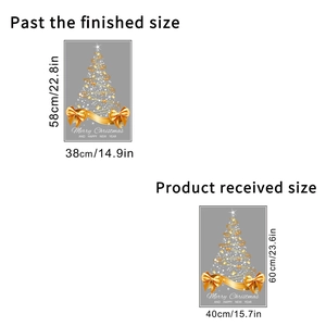 Christmas tree static window clings with gold bows and stars for holiday glass decoration