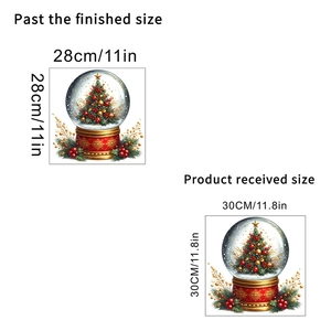 Christmas tree snow globe wall sticker showing finished size 28cm and layout size 30cm