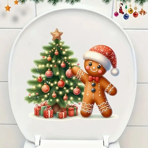 Sticker mural de bonhomme de pain d'épices et sapin de Noël pour décoration festive