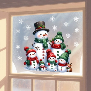 Christmas snowman and reindeer static window decals for festive glass decoration