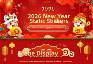 Detailed double-sided 2026 Chinese New Year electrostatic window sticker with God of Wealth