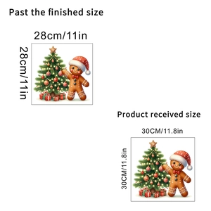 Comparaison de taille détaillée pour stickers muraux sapin et bonhomme pain d'épices