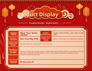 Detailed specs for New Year God of Wealth static window clings with PVC double-sided print
