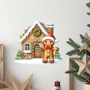 Autocollant mural maison en pain d'épices de Noël avec décorations festives