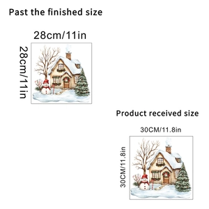 Size comparison chart for Christmas tree snowman static window decals, 28cm vs 30cm