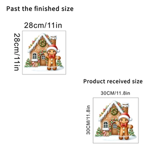 Détails du sticker de Noël maison en pain d'épices montrant les dimensions 30x30 cm