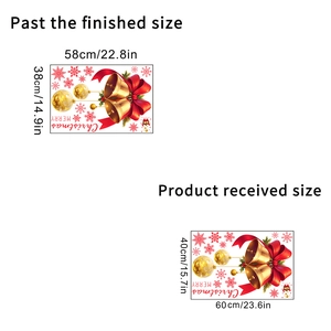 Christmas window stickers with gold bells and red snowflakes for holiday glass decor