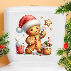 Sticker de Noël bonhomme de pain d'épices pour réservoir WC et déco de fête