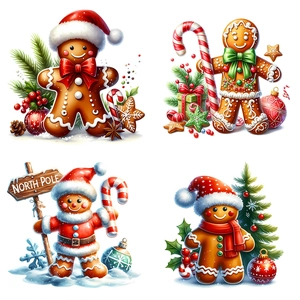 Macro detail of 3D Christmas gingerbread man wall stickers with candy canes and pine