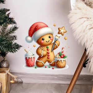 Détail de stickers muraux bonhomme de pain d'épices et cupcake pour décor de Noël