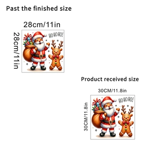 Christmas Santa Claus and gingerbread man wall sticker decal size 28x28cm display