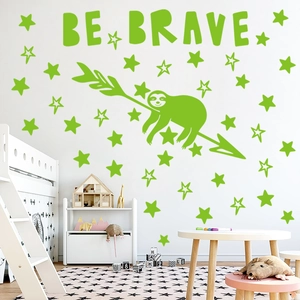 Luminous koala and stars wall stickers for kids room decor with be brave slogan