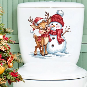 Christmas snowman and reindeer wall stickers for festive living room and bedroom decor