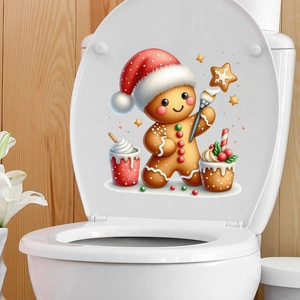 Autocollant de Noël pour abattant de WC motif bonhomme de pain d'épices festif