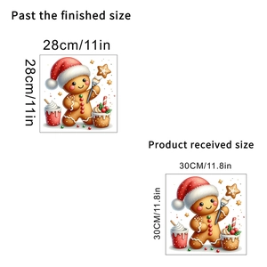 Sticker mural de Noël bonhomme pain d'épices avec guide des tailles 30x30cm et 28cm