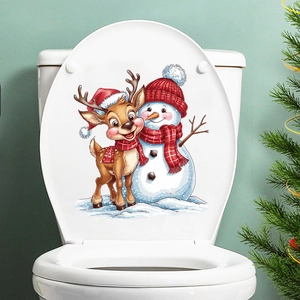 Christmas snowman and reindeer self-adhesive wall stickers for holiday home decoration