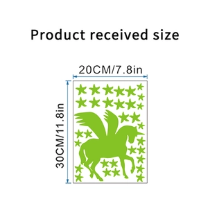 Glow in the dark unicorn and stars wall decal set for home decor, 20x30cm sheet