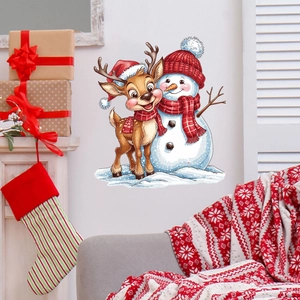 Christmas Snowman Reindeer Wall Sticker PVC Waterproof Holiday Home Decor For Living Room Bedroom Bathroom DIY Art Decal