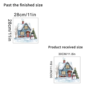 Detailed size chart for Christmas tree and snowman static cling window decals