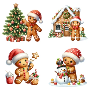 Stickers muraux de Noël bonhomme de pain d'épices et bonhomme de neige pour déco festive