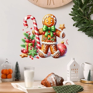 Christmas gingerbread man and candy cane wall decal set for home holiday decoration