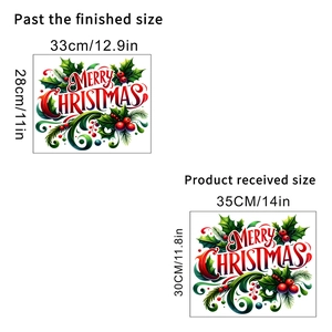 Retro Merry Christmas self-adhesive wall stickers with holly leaves and berry motifs
