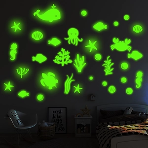 Stickers muraux phosphorescents d'animaux marins pour la décoration nocturne de chambre