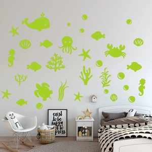 Stickers muraux phosphorescents animaux marins avec baleines pour chambre d'enfant