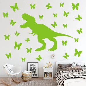 Luminous mermaid and starfish wall stickers set in soft grass green silhouette style