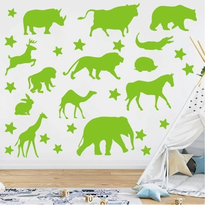 Luminous forest animals and stars wall stickers for kids bedroom glow in the dark decor