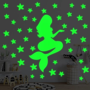 Leuchtende Meerjungfrau Sterne Wandaufkleber Glow In The Dark PVC Fluoreszierende Wandtattoos Für Kinderzimmer Deko