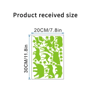 Glow in the dark forest animals wall decals with stars and size specifications