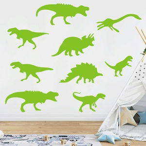Set of 9 green luminous dinosaur wall stickers for children bedroom wall decoration