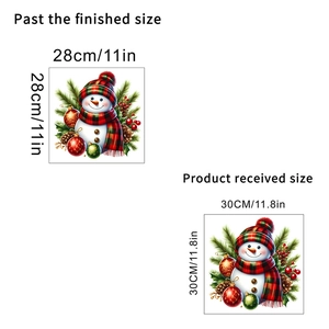 Christmas snowman wall sticker with plaid scarf and pine cones for festive home decor