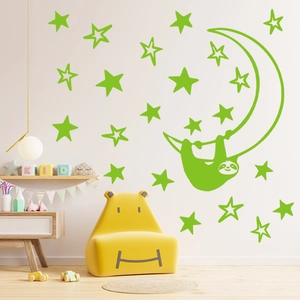 Luminous koala on moon wall stickers with stars for kids room home wall decoration