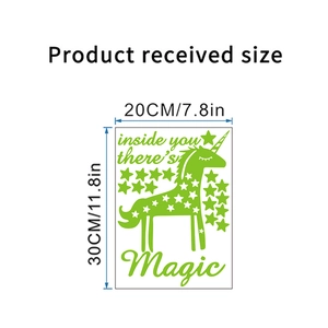 Sticker mural licorne lumineuse et étoiles avec citation magique, 20x30cm décor de maison