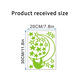 Luminous koala on moon wall sticker with stars, glowing decor 20x30cm size chart