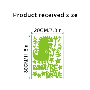 Luminous glow in the dark cartoon dinosaur wall stickers with stars for home nursery decor