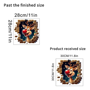 3D Christmas Reindeer Wall Decal size comparison for living room decoration