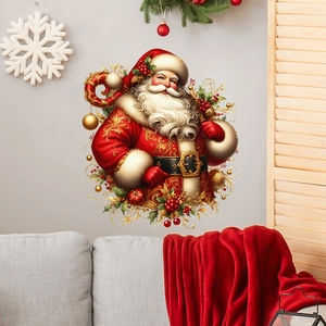 Christmas Santa Claus Wall Sticker PVC Waterproof Festive Decal For Living Room Bedroom Holiday Home Decoration Mural