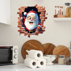 3D Kerstmis Kerstman muursticker zelfklevende wanddecoratie voor de feestdagen thuis