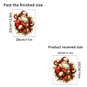 Christmas Santa Claus wall sticker with gift bag and festive holly decorations on white background