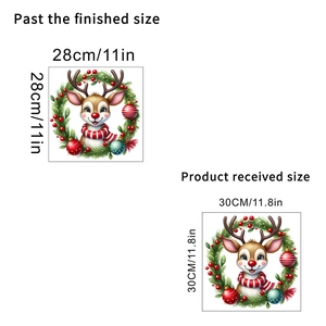 Detail showing the 30cm product size and 28cm finished Christmas reindeer wall sticker