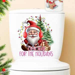Festive Gnome for the Holidays self-adhesive Christmas wall and toilet sticker decal
