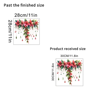 Tabella dettagliata delle taglie per adesivi murali natalizi con poinsettia e decori